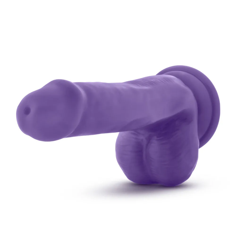 Au Naturel Bold By Blush® | Delight Realistic Purple 6.5-Inch Long Dildo With Balls & Suction Cup Base