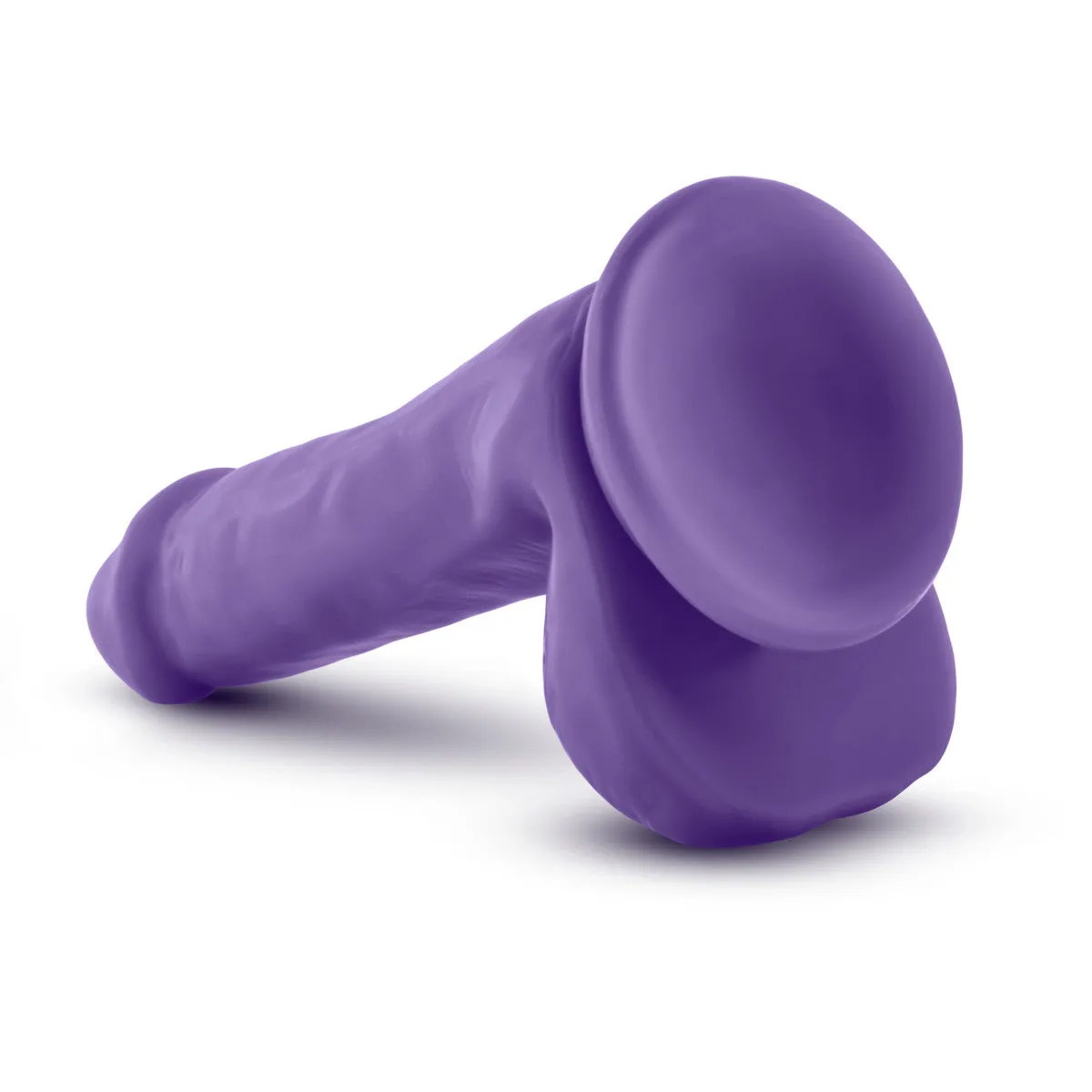 Au Naturel Bold By Blush® | Delight Realistic Purple 6.5-Inch Long Dildo With Balls & Suction Cup Base