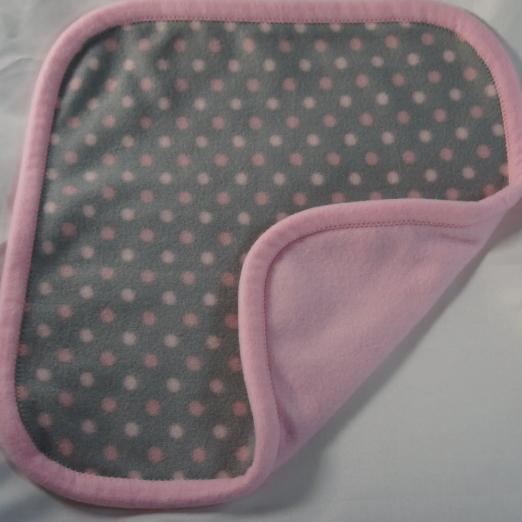 Baby - Lovie - Gray with Pink Polka Dots