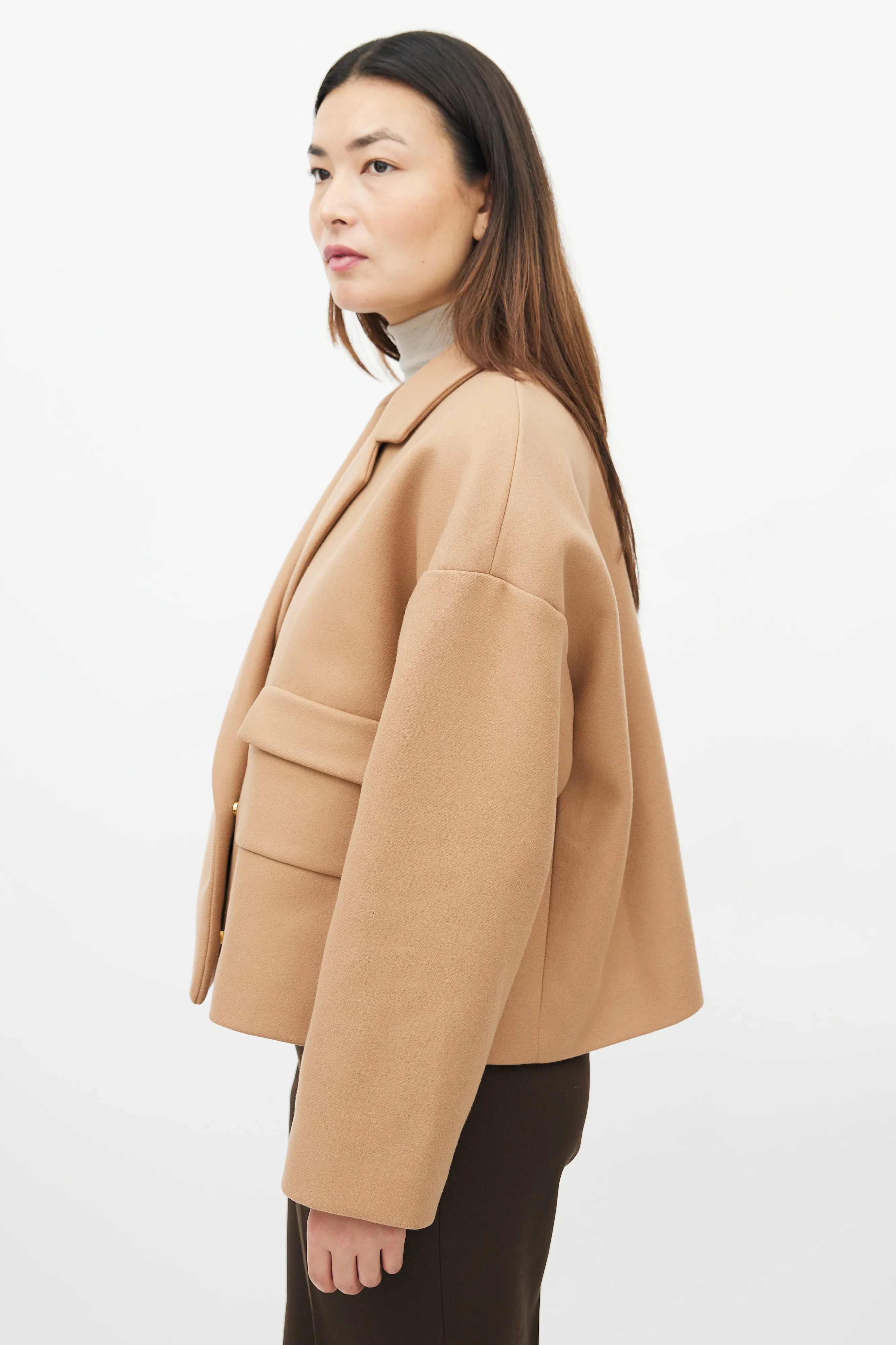Beige Wool Cropped Jacket