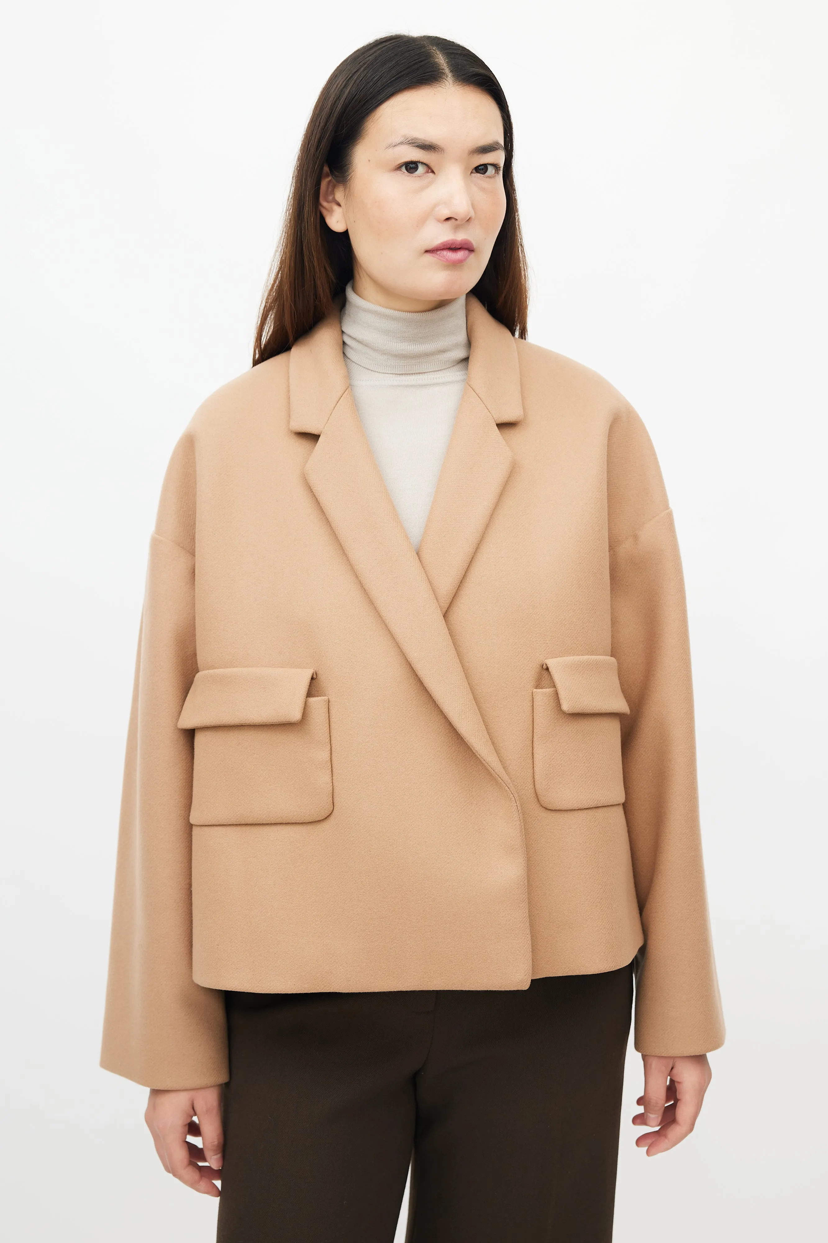 Beige Wool Cropped Jacket