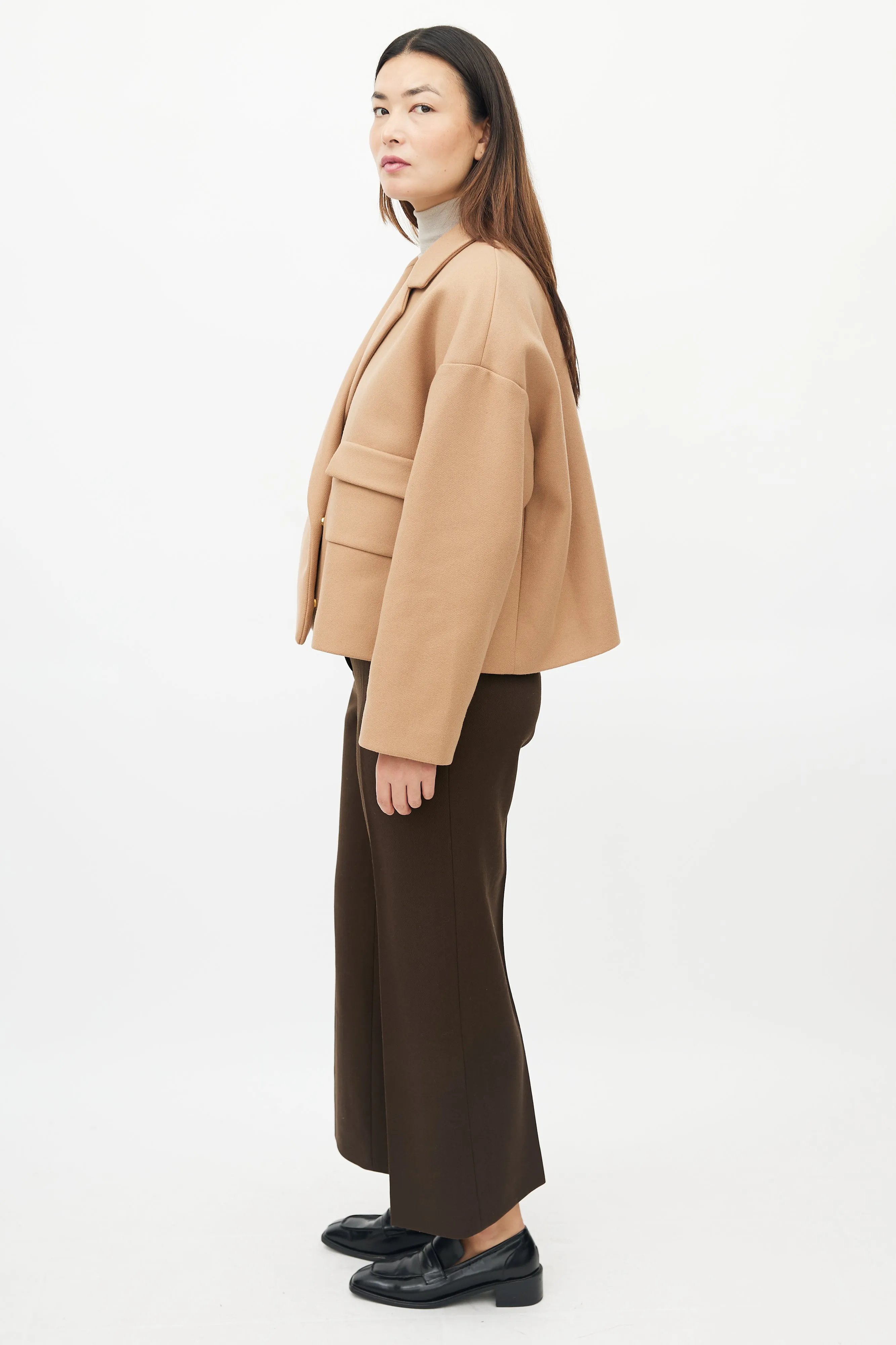 Beige Wool Cropped Jacket