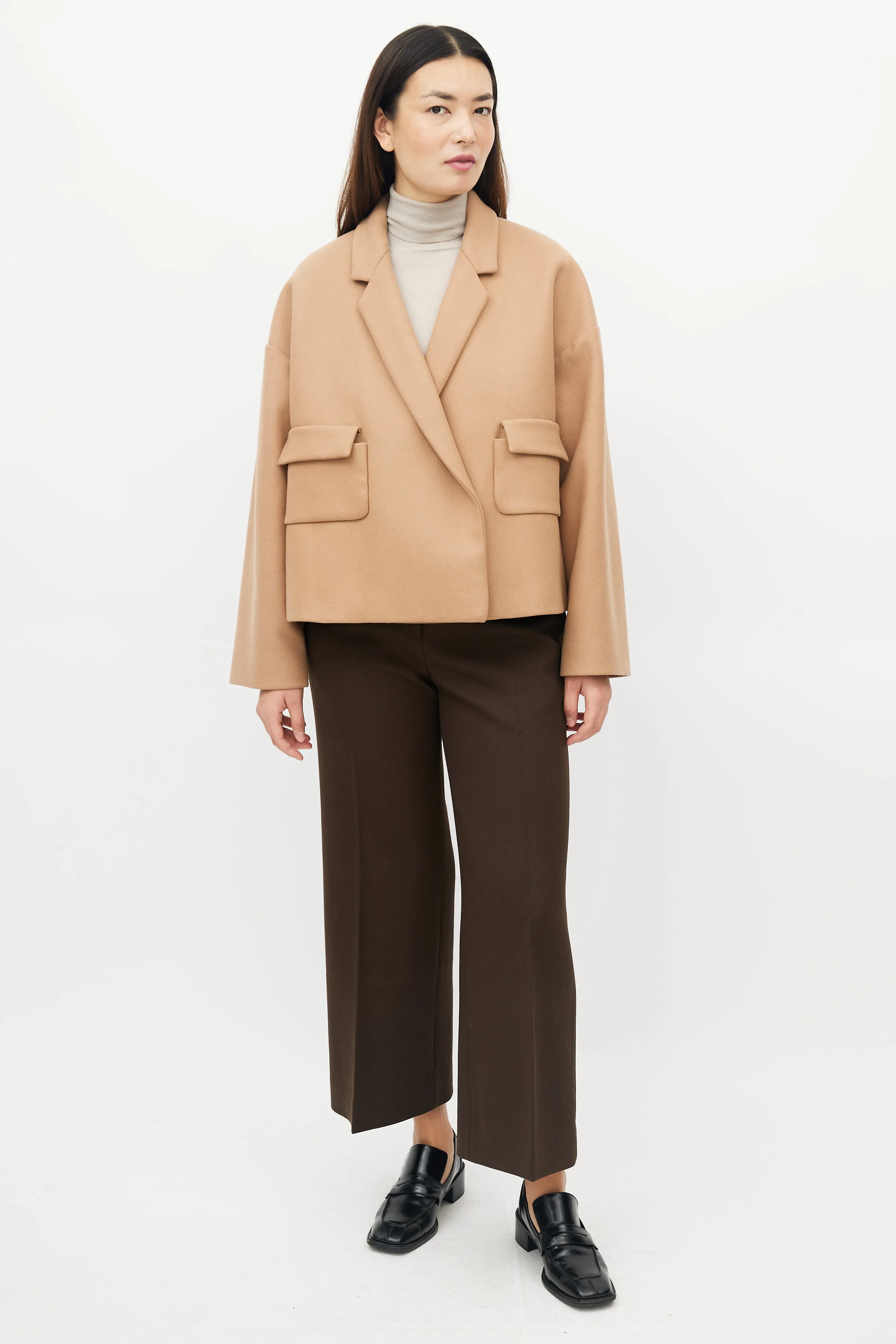 Beige Wool Cropped Jacket
