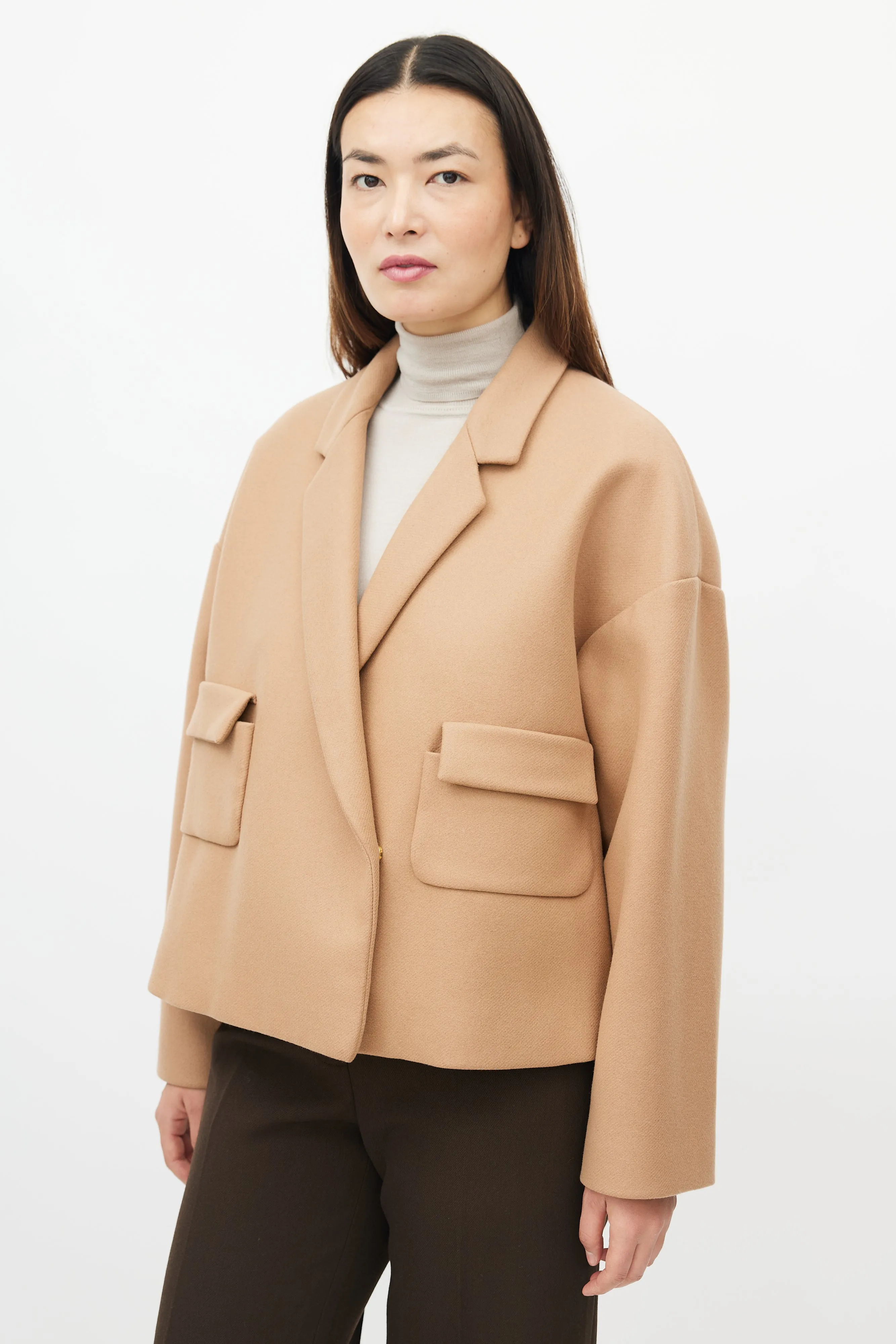 Beige Wool Cropped Jacket
