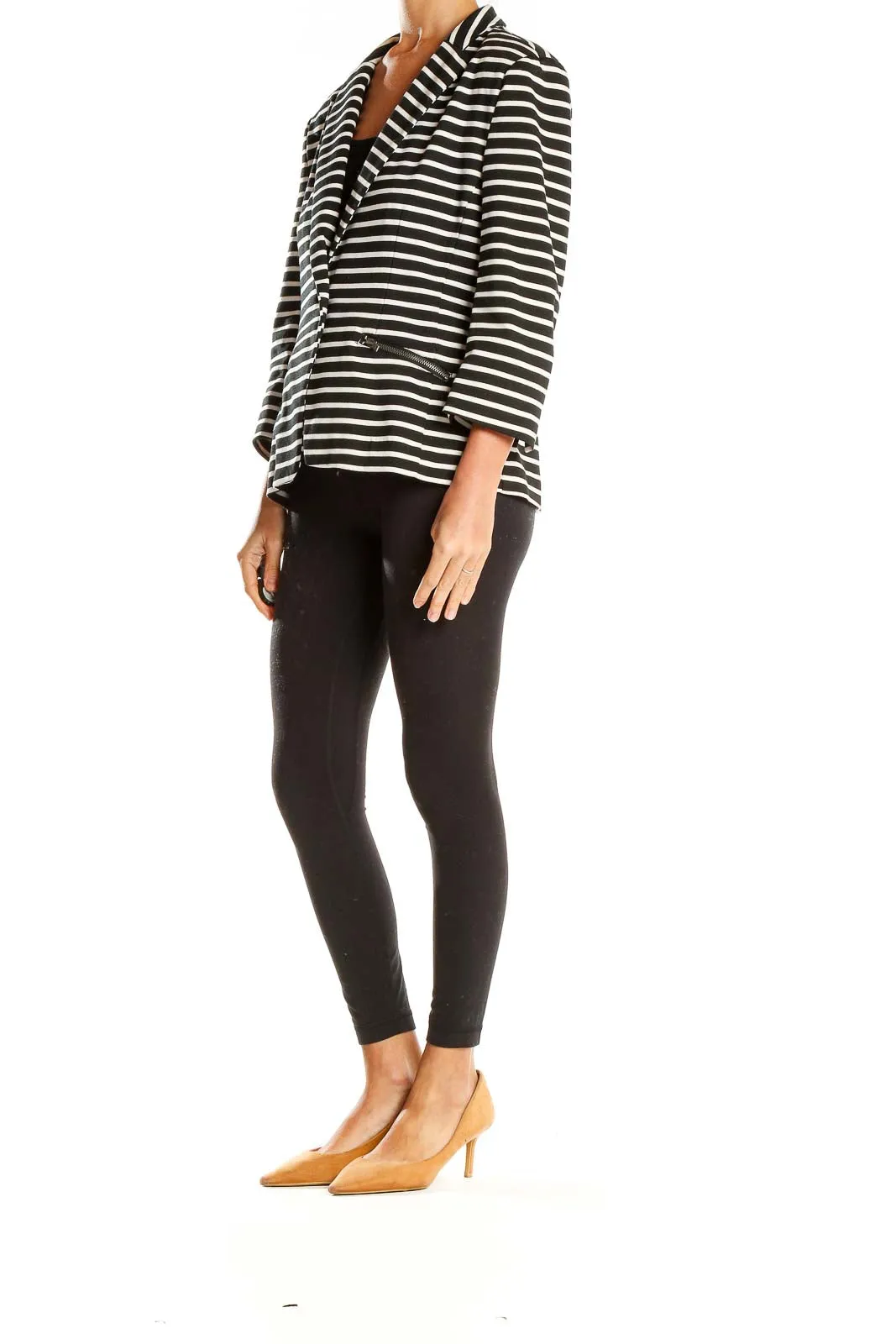 Black and White Striped Blazer