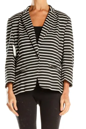Black and White Striped Blazer