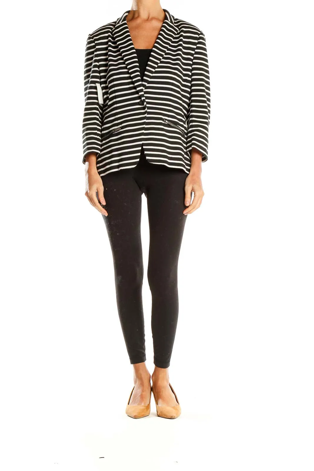 Black and White Striped Blazer