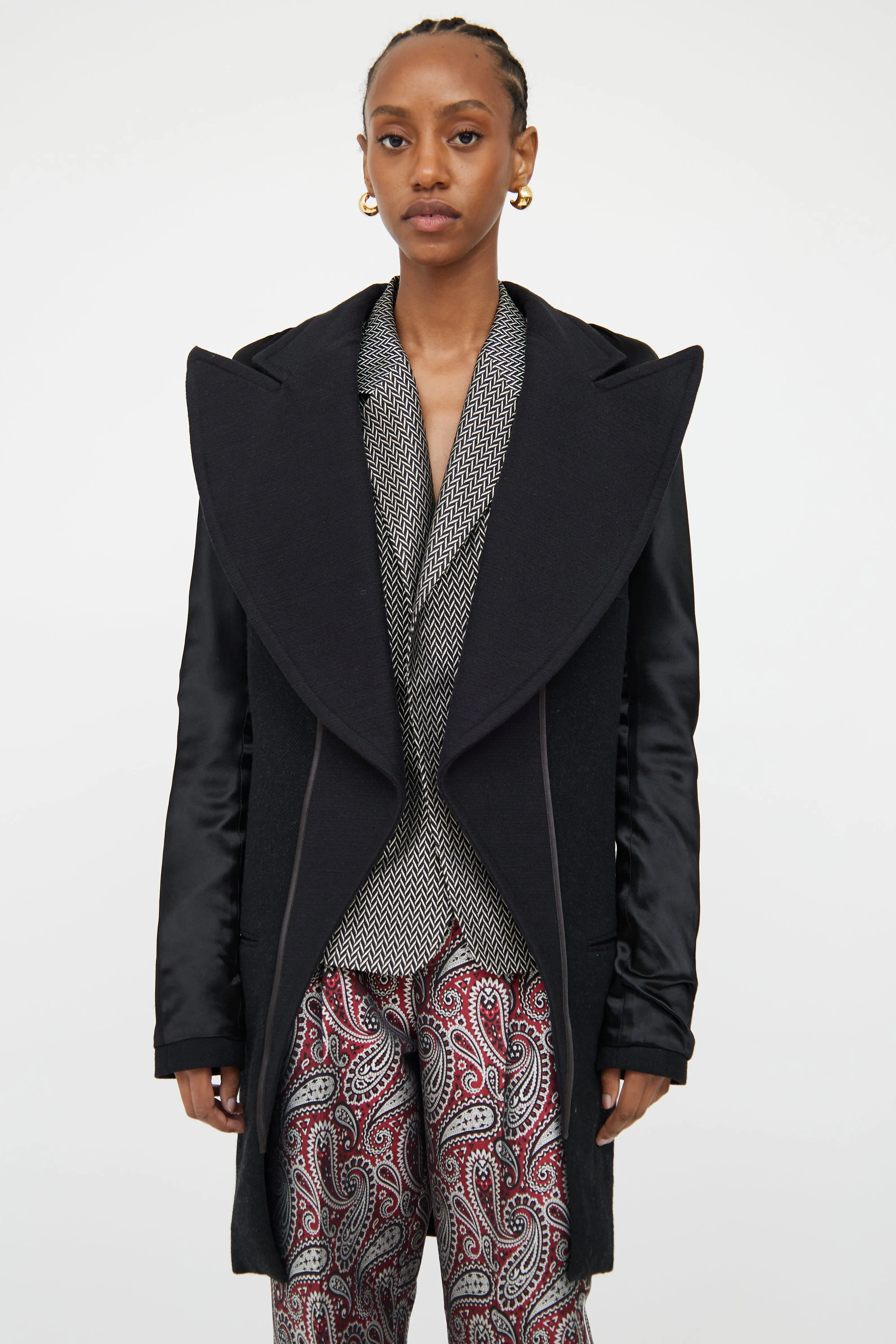 Black Oversized Peak Lapel Jacket
