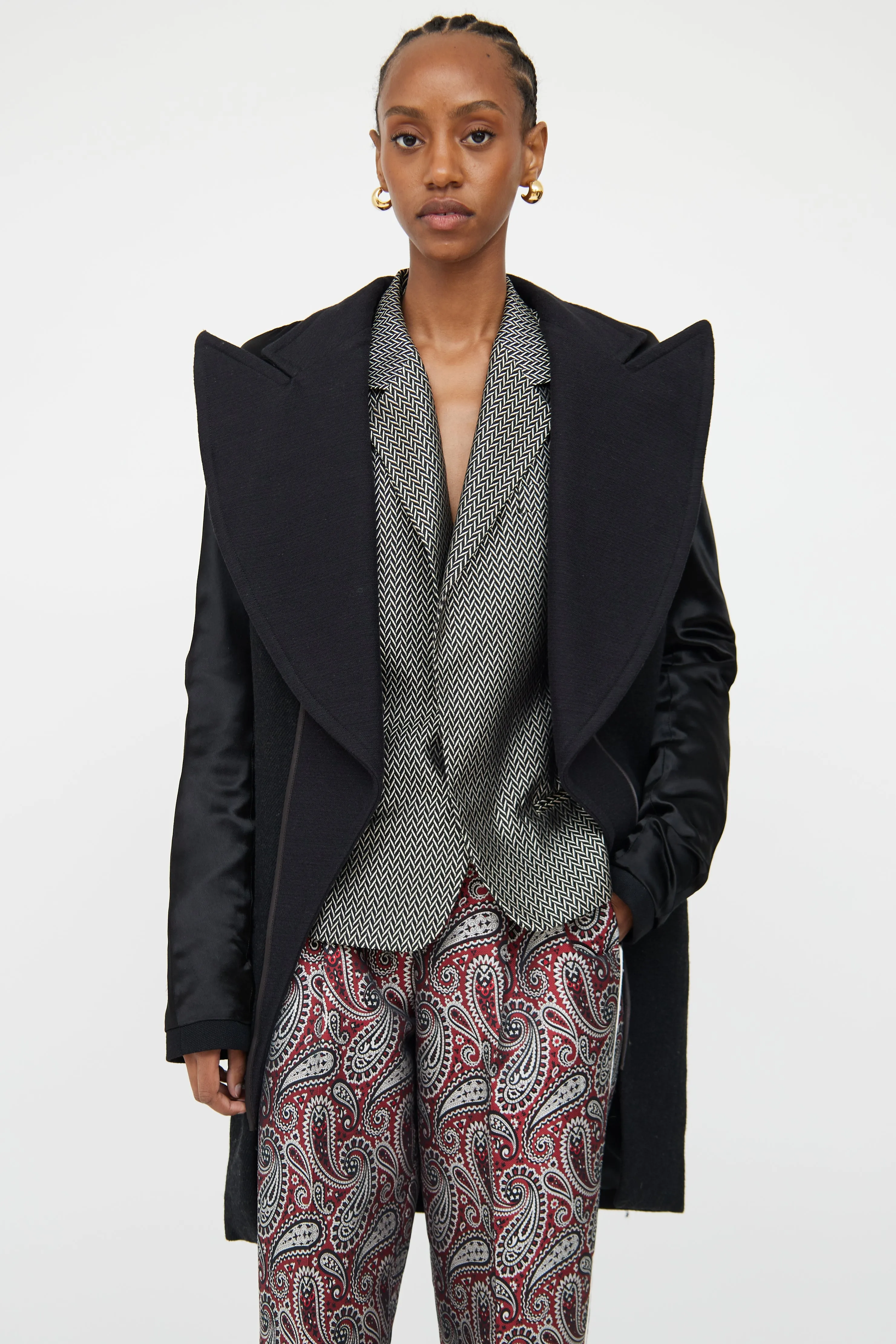 Black Oversized Peak Lapel Jacket