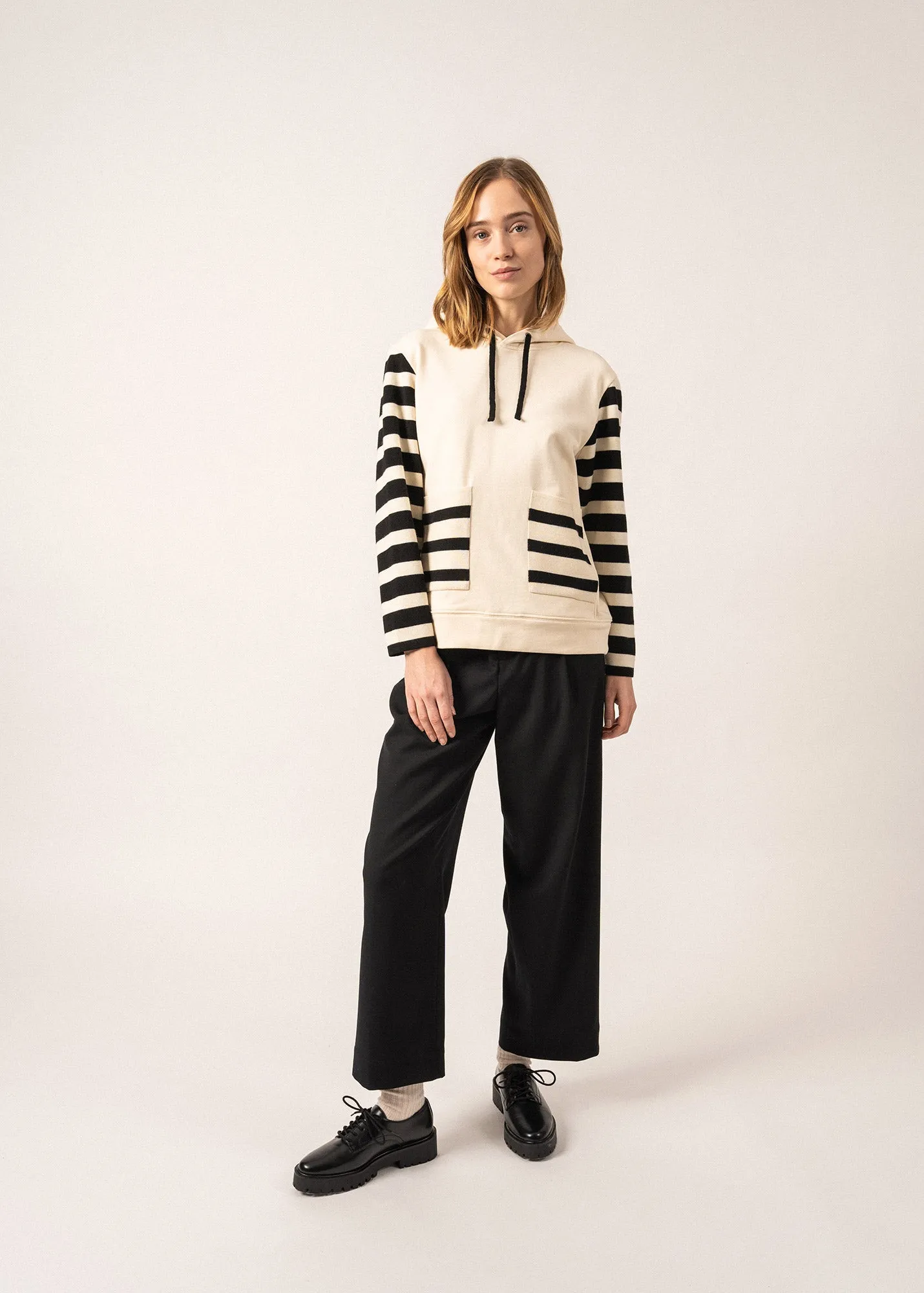 Blizzard Wool and Cotton Hooded Sweatshirt - SAINT JAMES x Isabelle Ballu (ECUME/NOIR)