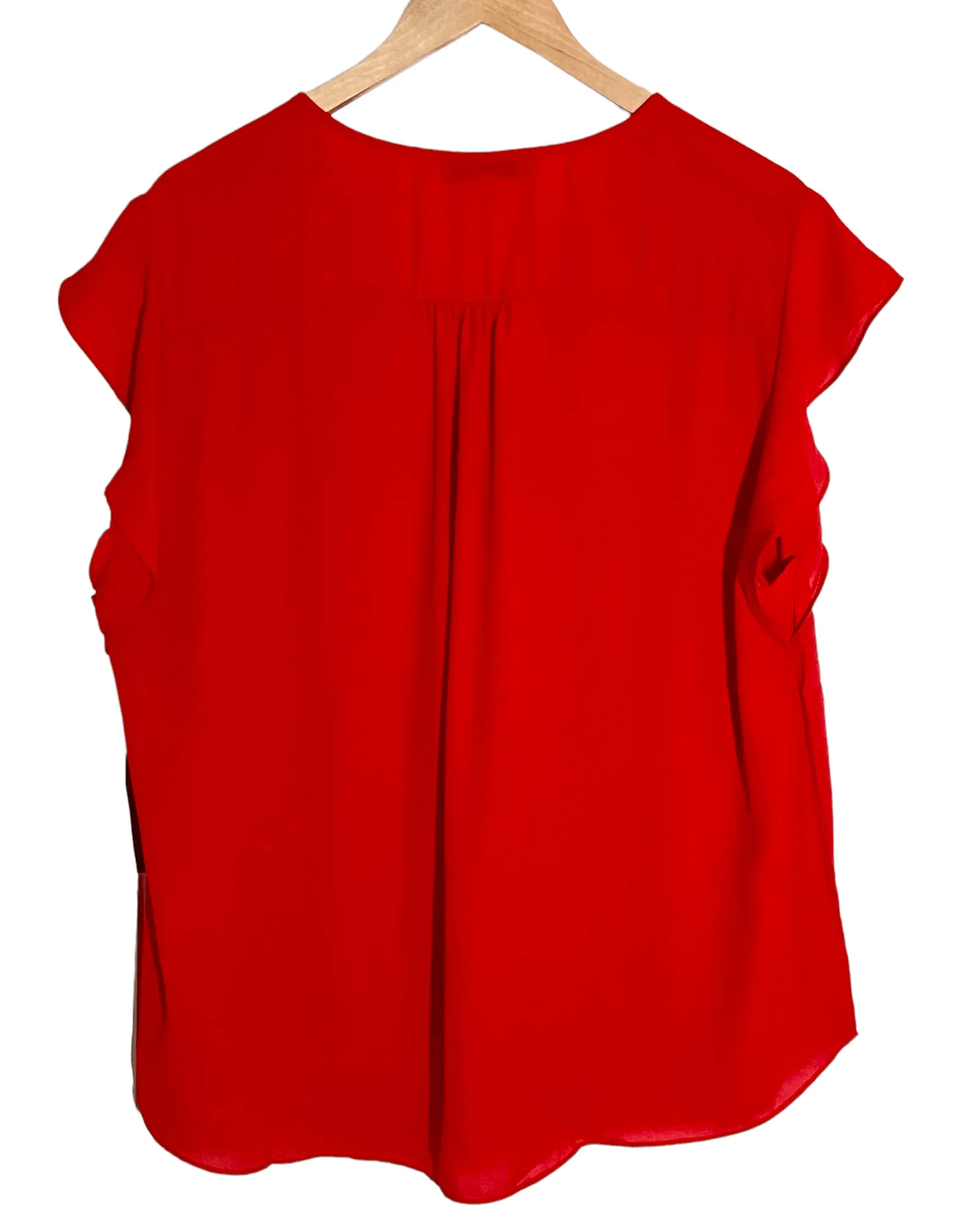 Bright Spring Poppy Flutter Sleeve Blouse