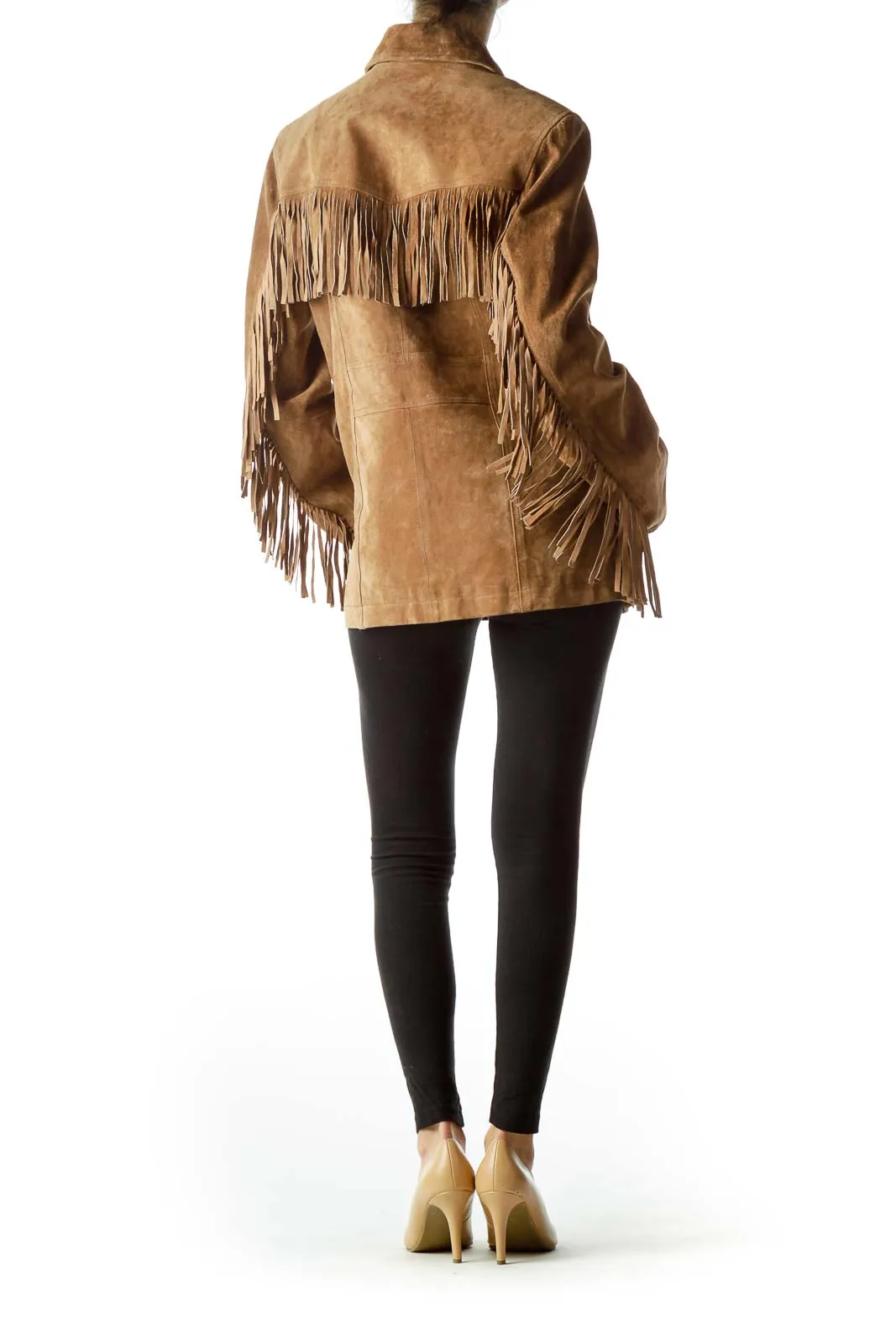Brown Suede Leather Jacket with Fringe