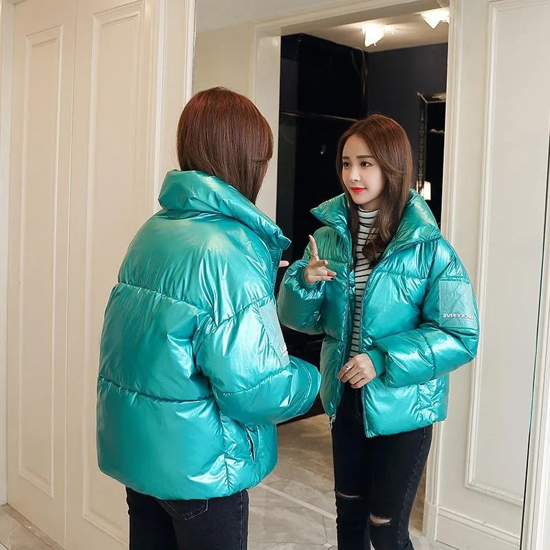 Chic Metallic Puffer Jacket