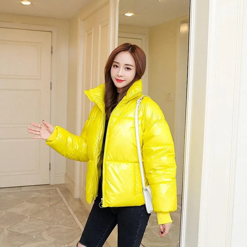 Chic Metallic Puffer Jacket