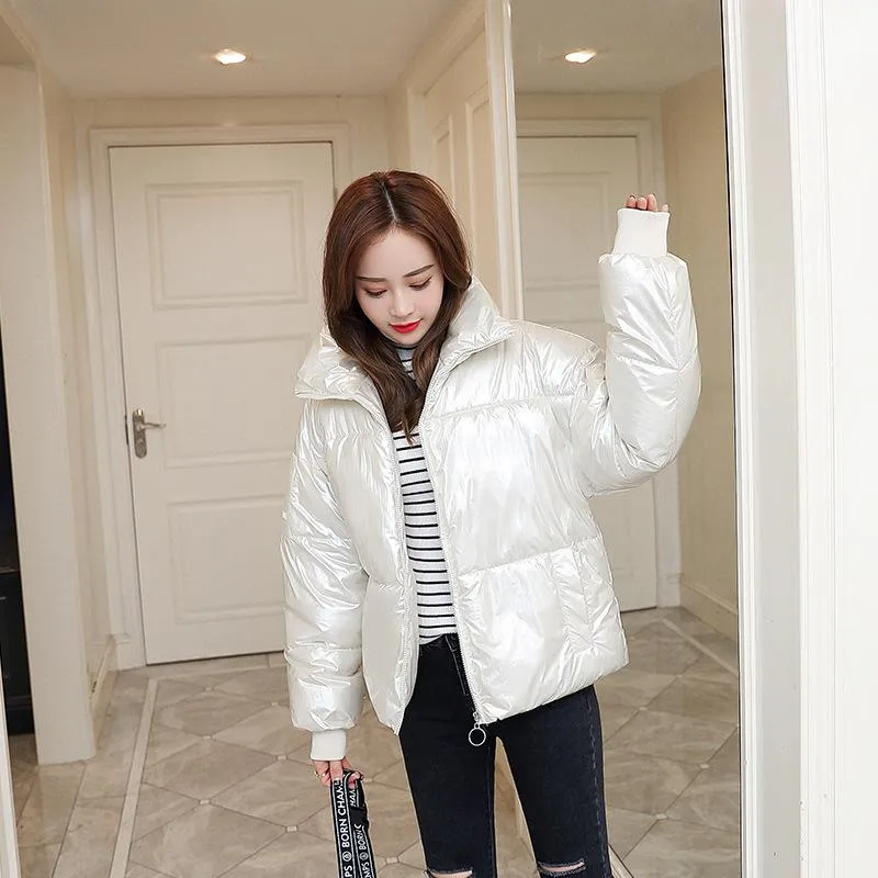 Chic Metallic Puffer Jacket