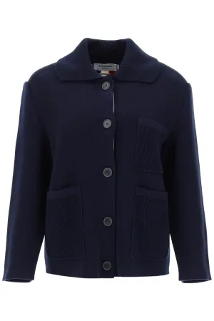 cotton-cashmere knit jacket FKJ090AY3028 NAVY