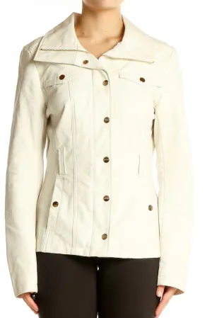 Cream Zip-Up Utility Jacket