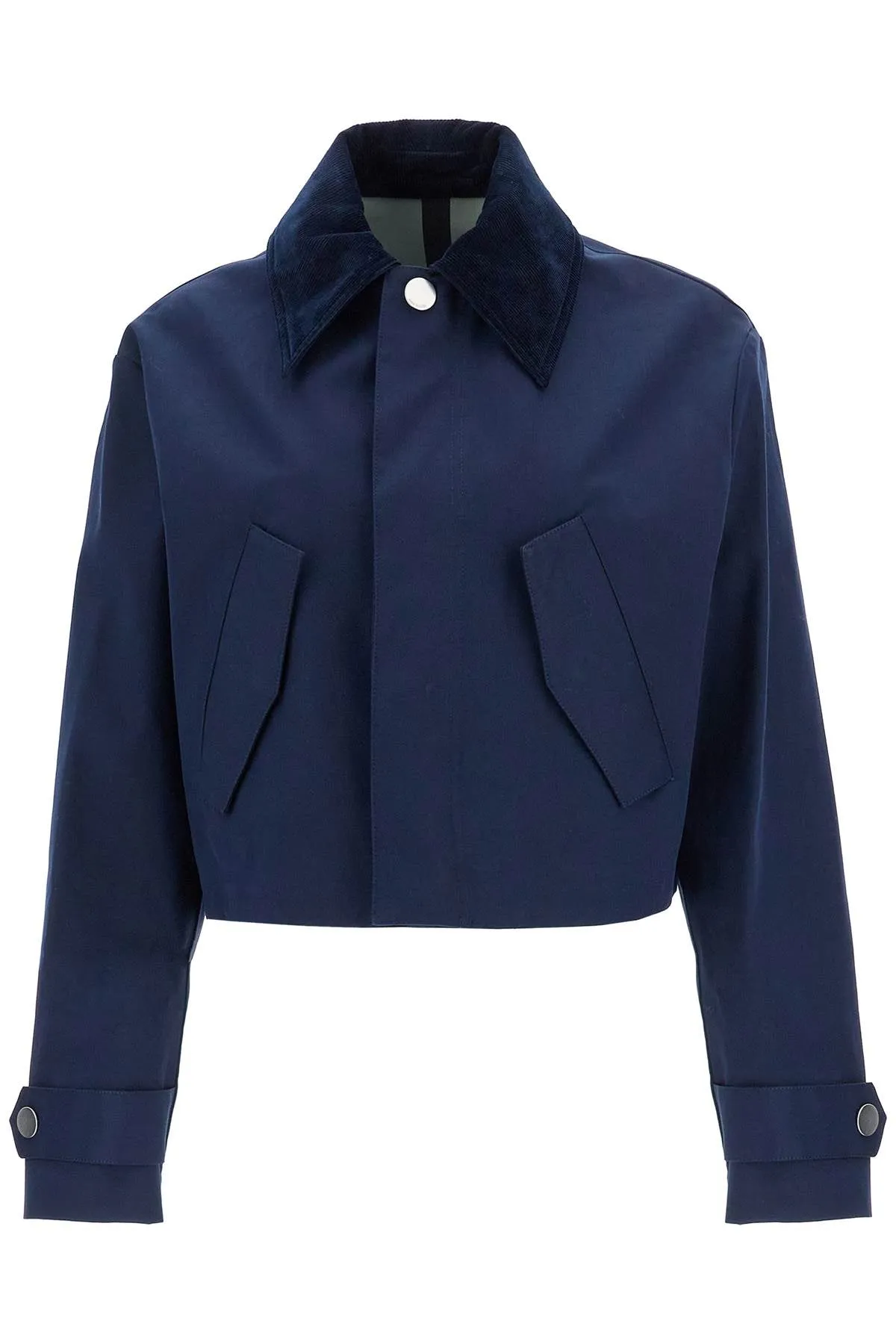 cropped canvas jacket for women FJK069 CO0081 BLEU MARINE/ BLEU ARGILE