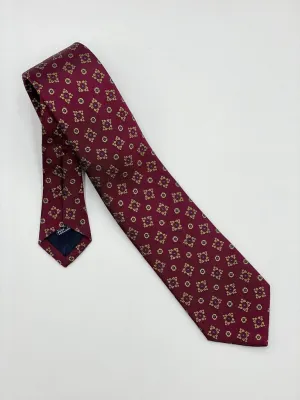 Drakes Burgundy Gold Medallion Tie
