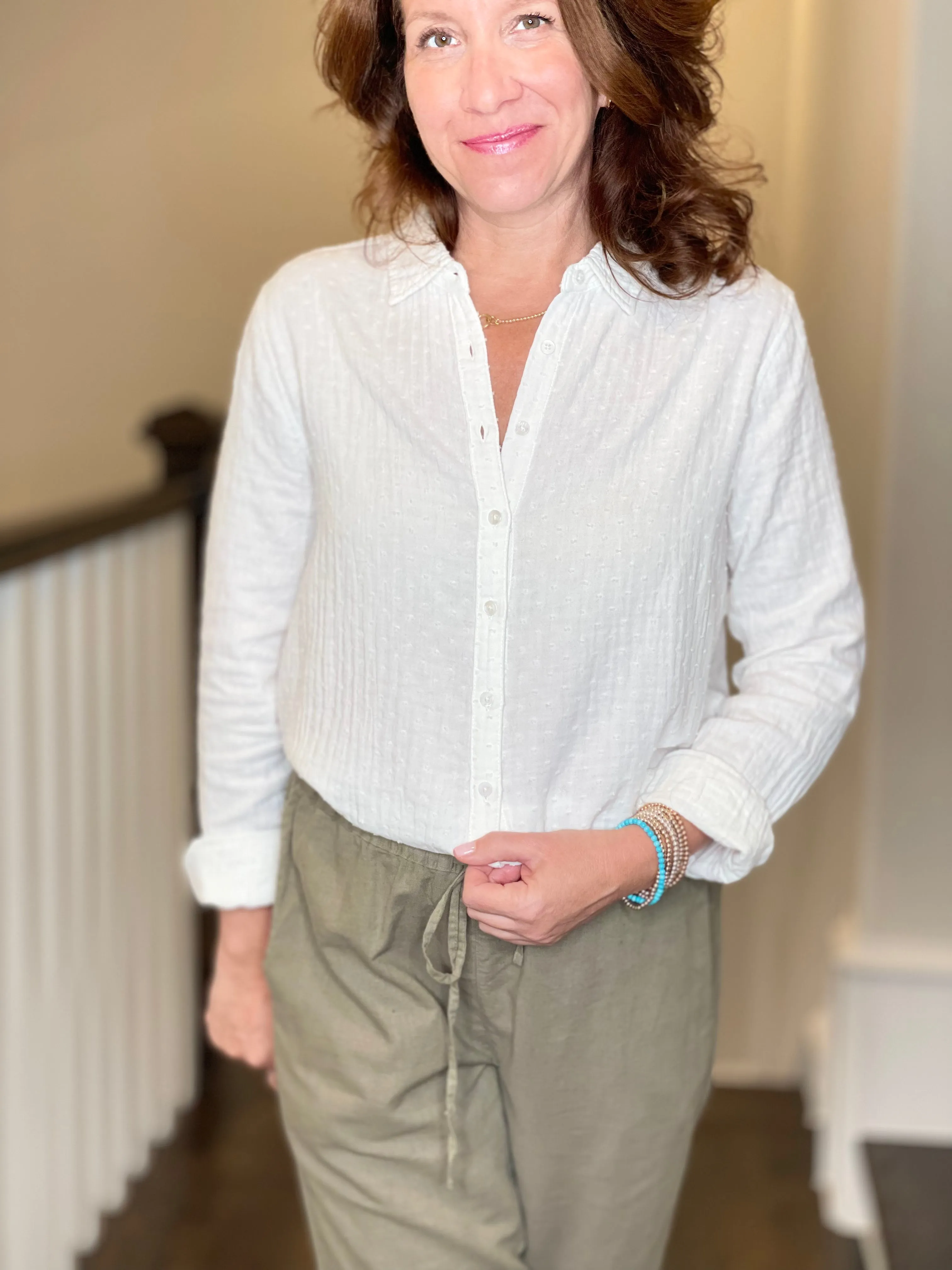 Dylan Ellis Dot Taylor Blouse in White