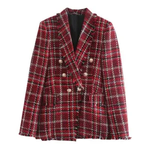 ELEGANT TWEED TRIPLE BREASTED JACKETS
