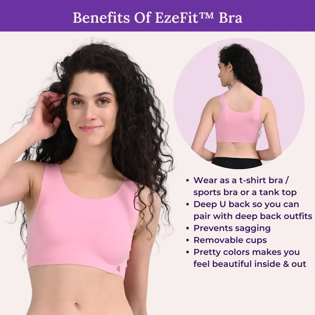 EzeFit  Bra | U Back | Sports Bra/T shirt Bra | Lightly Padded | Seamless | Removable Pads | Pack Of 2