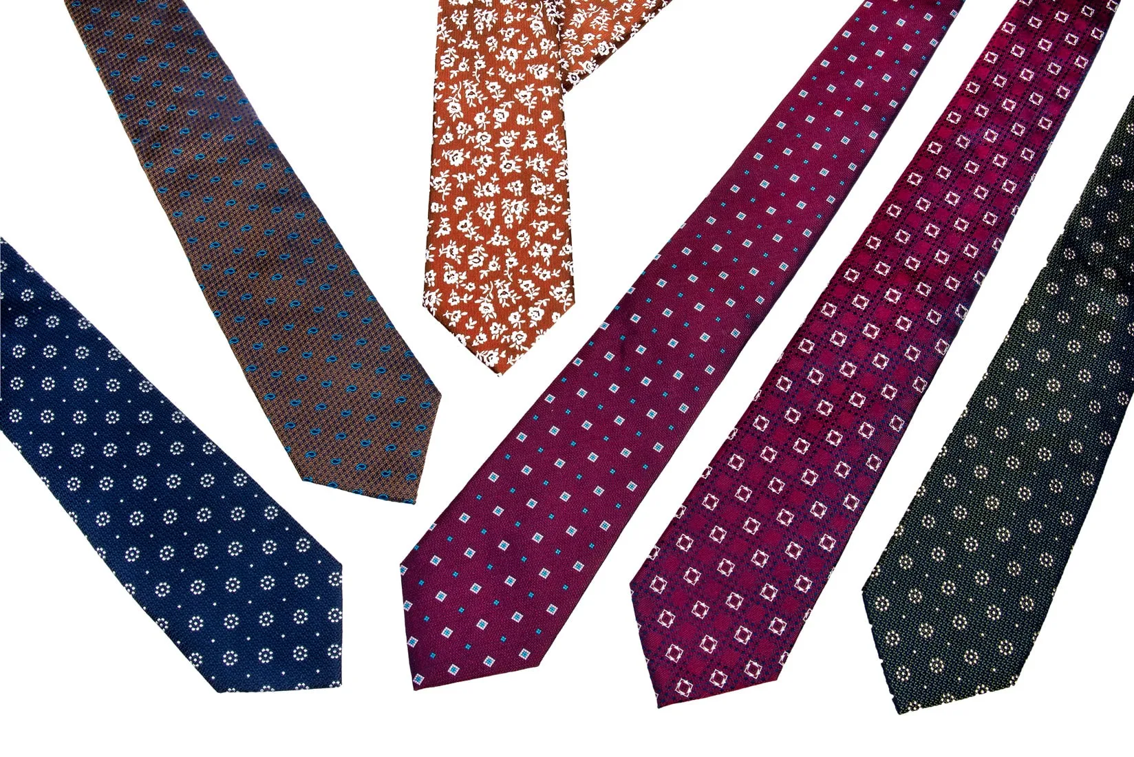 Florence Foulard Silk Tie, Navy / Red / Silver