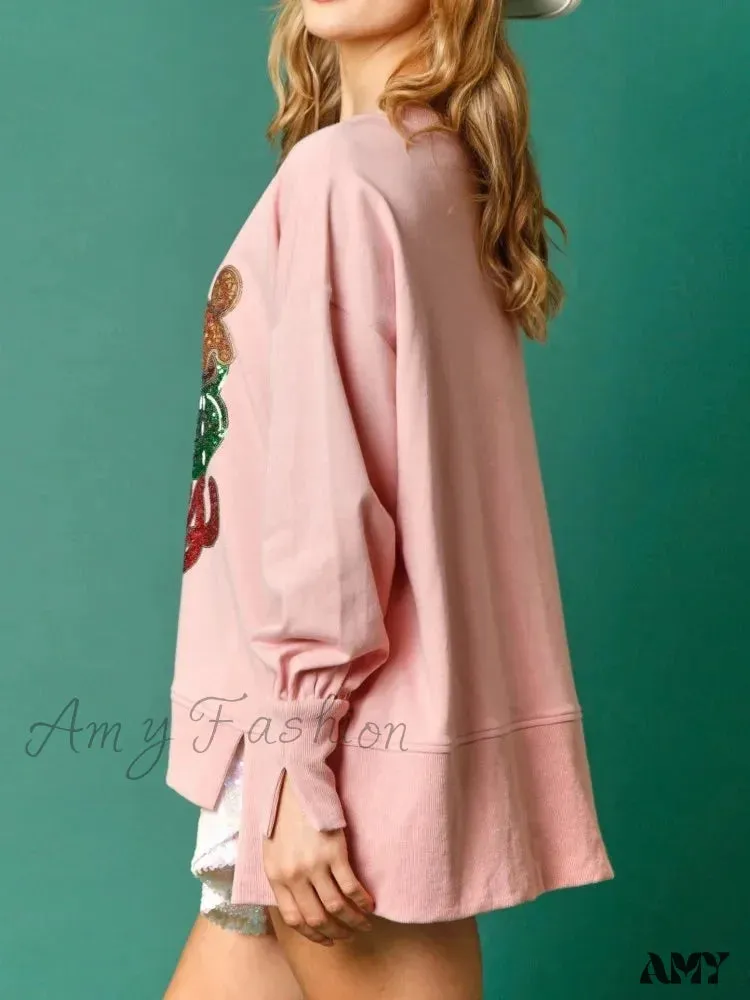 Glitter Patchwork Vintage Harajuku Christmas Hoodie - Long Sleeve