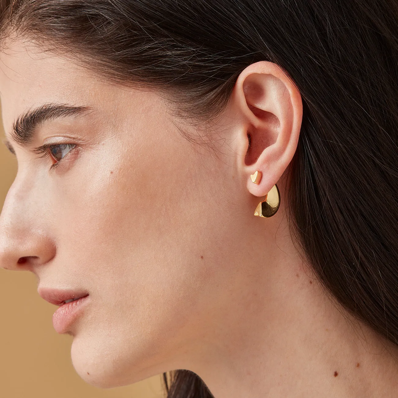 Hidden Heart Ear Jackets (Gold)