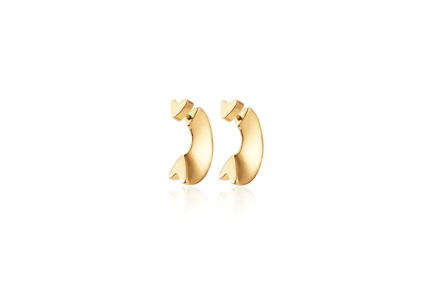 Hidden Heart Ear Jackets (Gold)