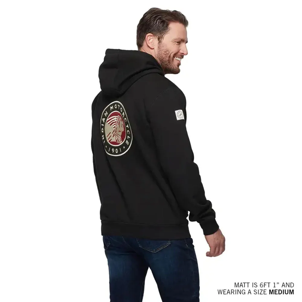 Indian Motorcycle  Mens Applique Headdress Hoodie Warm Comfortable Casual Black