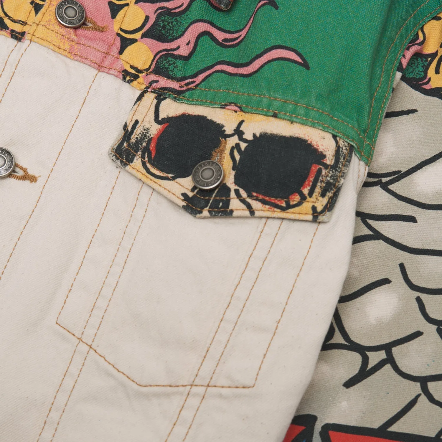 Johnny Wings Print Canvas Trucker Jacket | Green