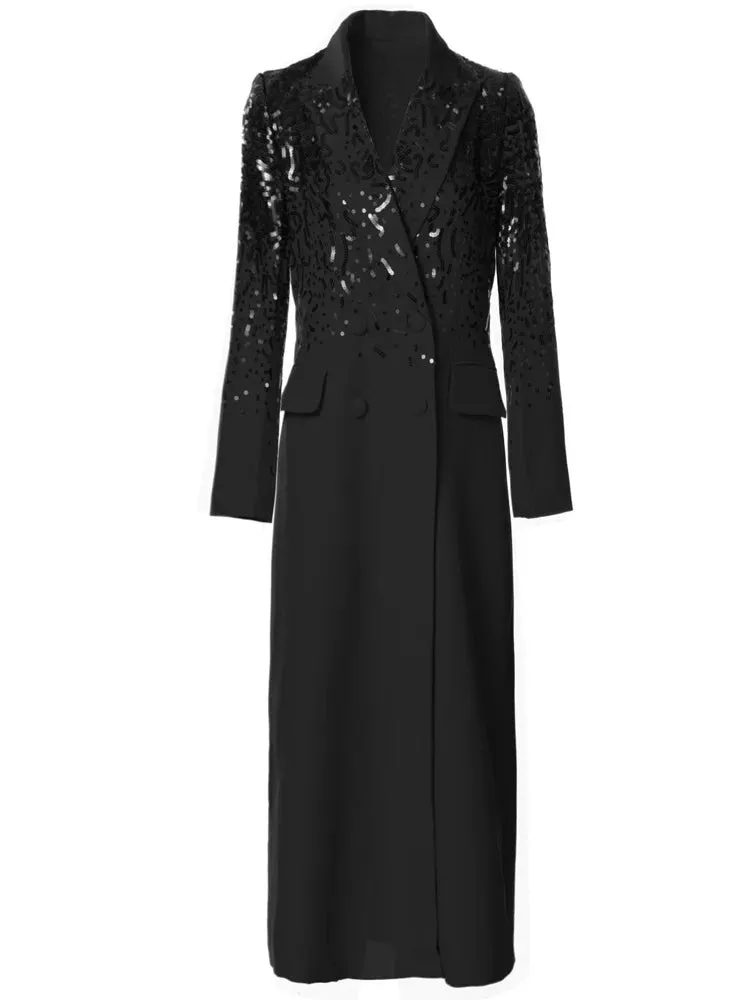 Jordan  Solid  Sequin Trench