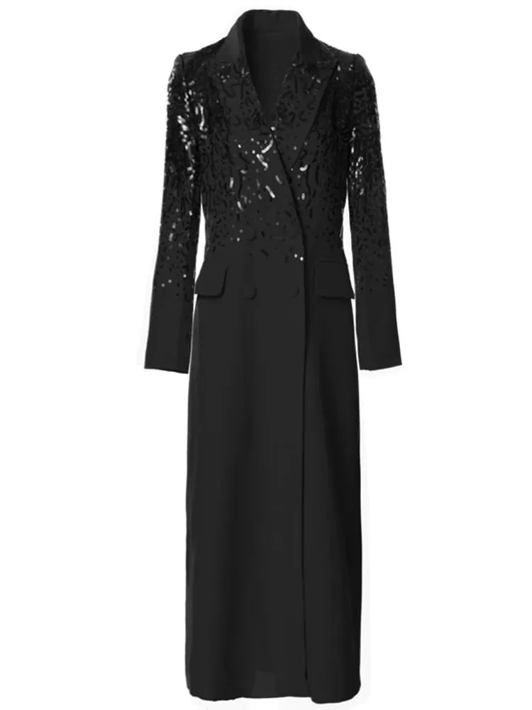 Jordan  Solid  Sequin Trench