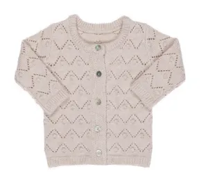 Kipp Baby Oatmeal Chunky Pointelle Cardigan   Bonnet