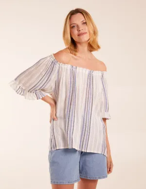 Lurex Strip Bardot Top