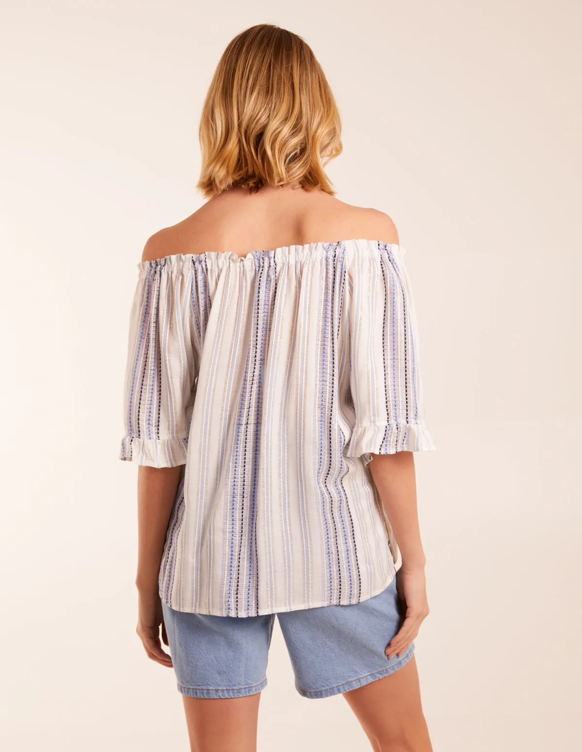 Lurex Strip Bardot Top