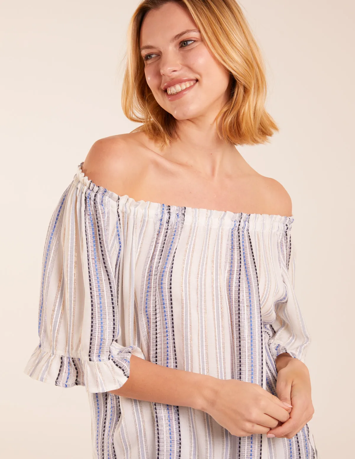 Lurex Strip Bardot Top
