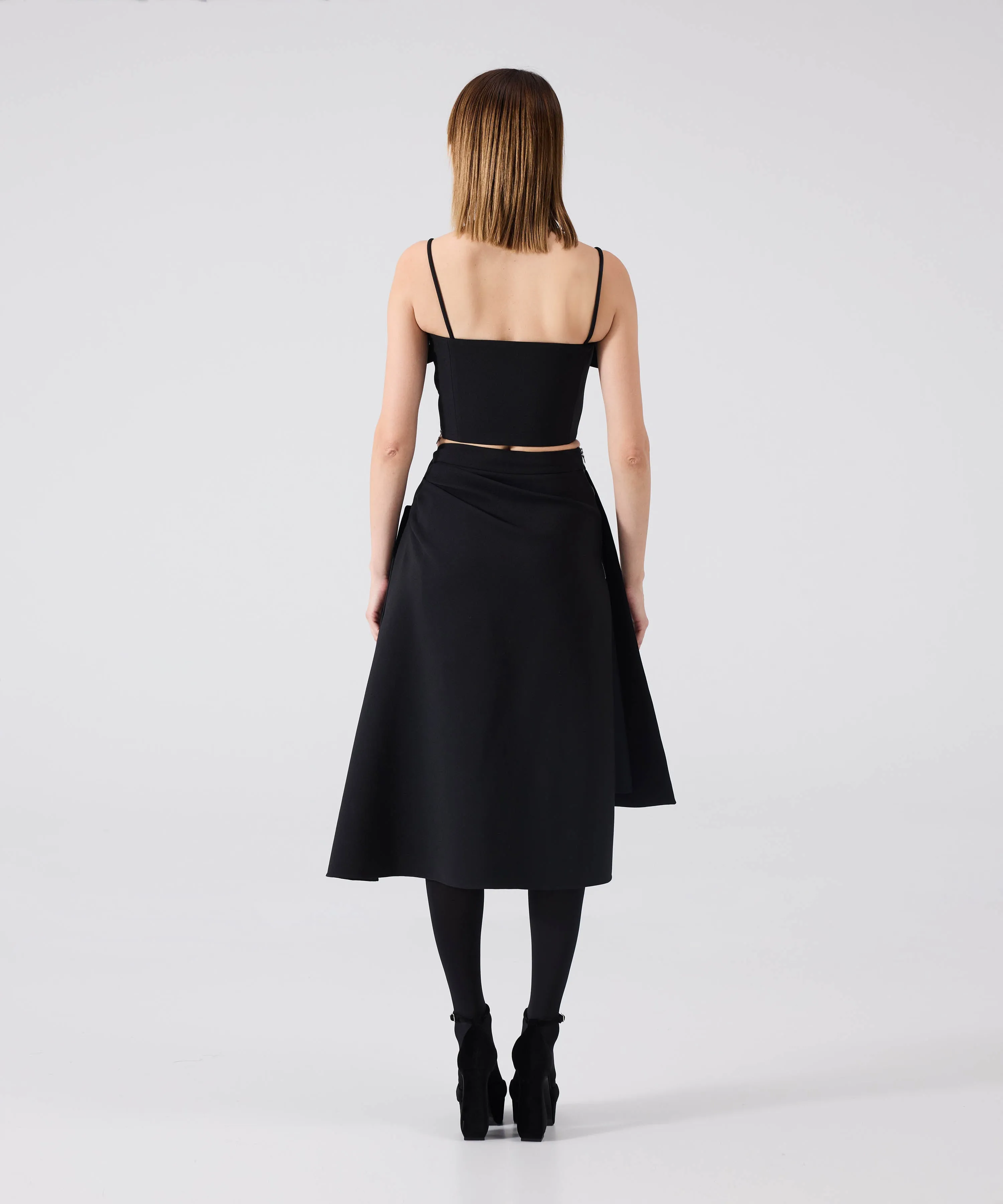 Machka Crop Blouse With Bow Black