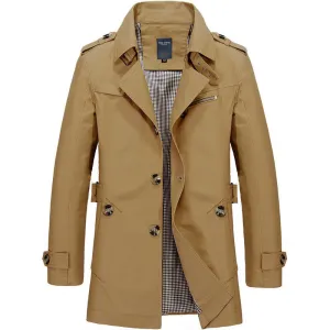 Men Fashion Jacket Coat Spring Men's Casual Fit Wild Overcoat Jacket Solid Color Trench Coat