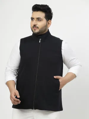 Men Geometric Striped Fleece Longline Tailored Jacket
