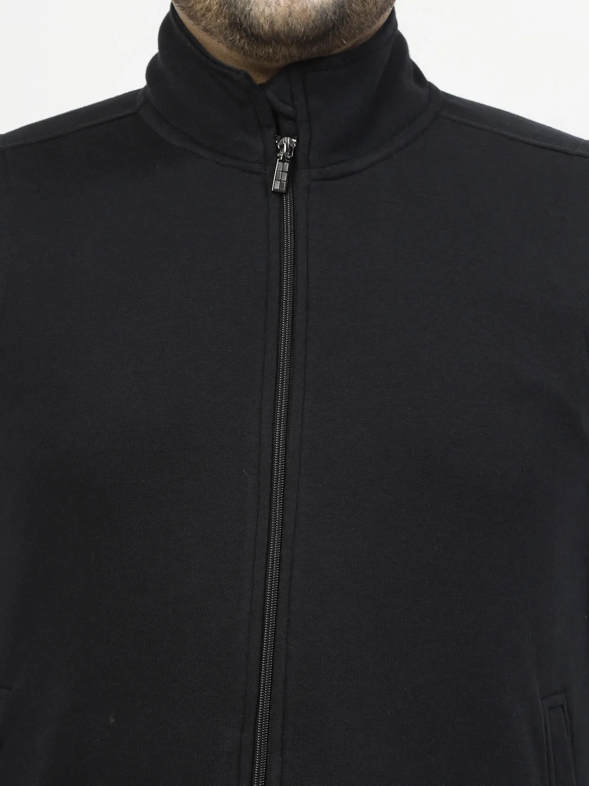 Men Geometric Striped Fleece Longline Tailored Jacket