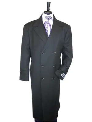 Mens Overcoat -Mens Long Wool Topcoats- Topcoat For Men-Mens Double breasted Overcoat - "Jet Black" Double breasted Coat