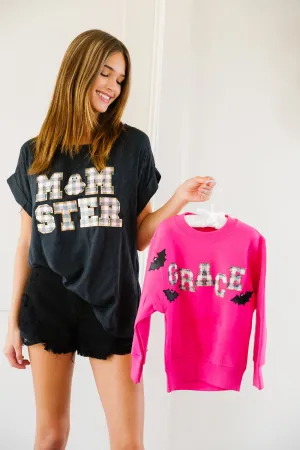 MINI KIDS CUSTOM HALLOWEEN PINK PULLOVER