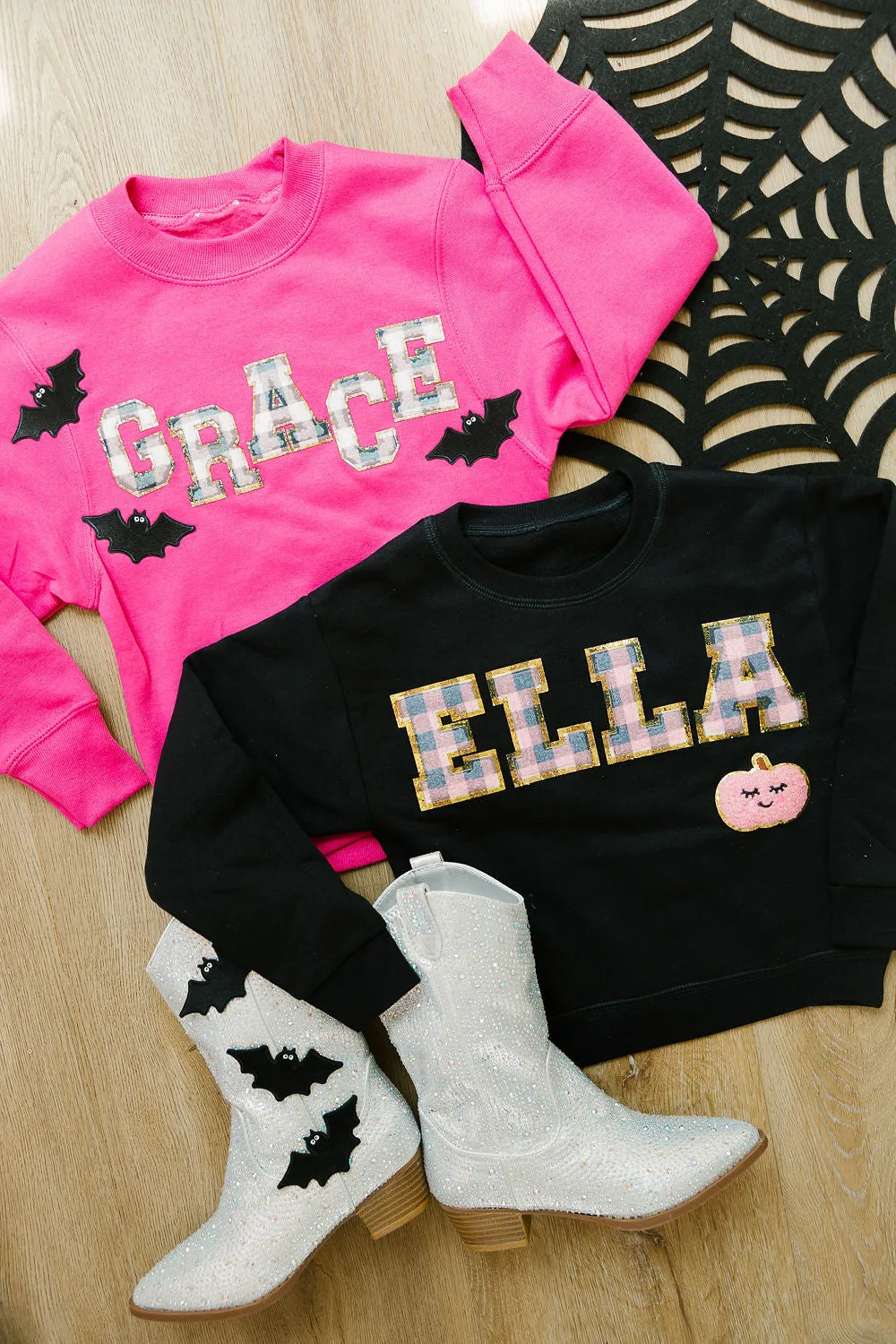MINI KIDS CUSTOM HALLOWEEN PINK PULLOVER