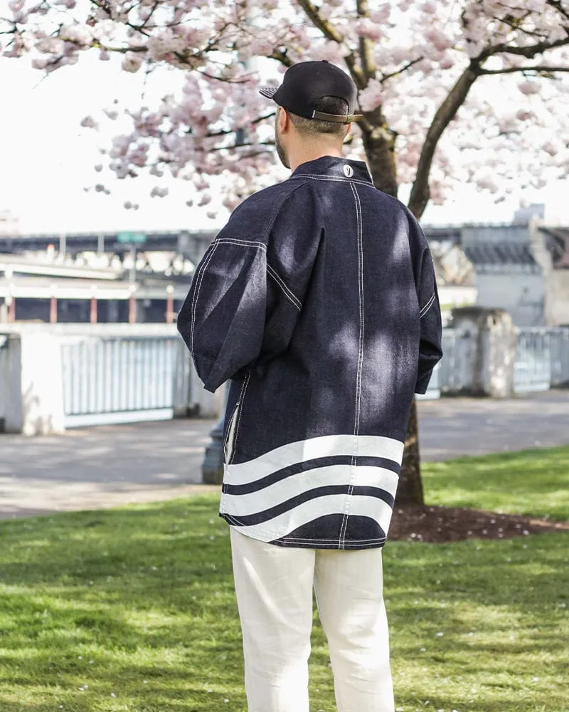 Modern Happi Jacket, Denim, Hikeshi
