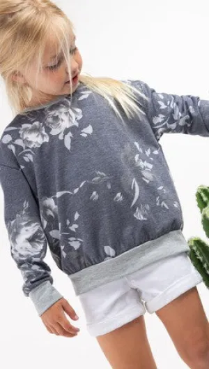 Navy Floral Pullover