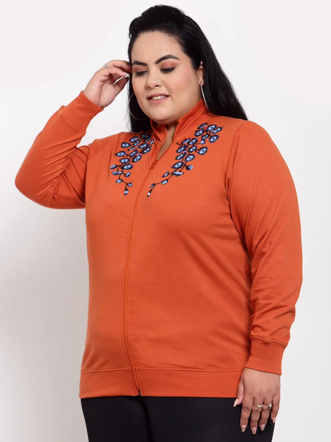 plusS Women Orange Sweatshirt