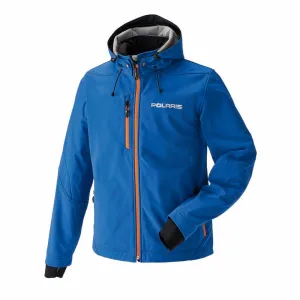 Polaris  Mens Softshell Snowmobile Jacket Lightweight Fleece Lining Blue Orange