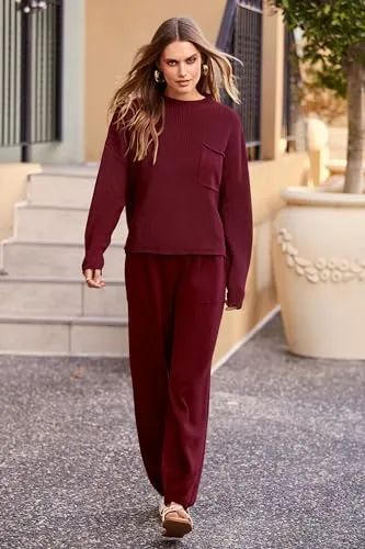 PRETTYGARDEN Women's 2 Piece Tracksuit Outfit Long Sleeve Pullover Top High Waisted Sweatpants with Pockets (Dark Green,Small)